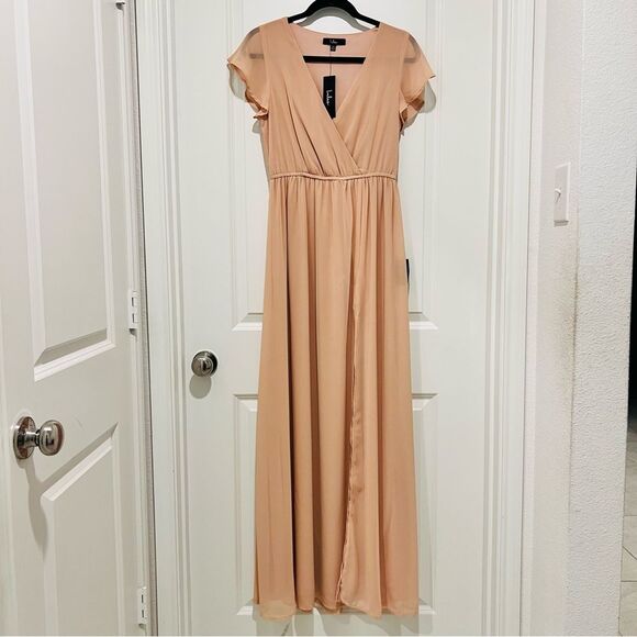 Lulus Women's Lost in the Moment Maxi Dress Blush Pink Wedding Bridesmaid Sz. XS - Picture 3 of 13